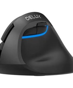 delux m618m ergonomische muis – draadloos (2.4ghz + bluetooth) – op batterijen – stille muis – iron gray anti rsi muis 2400 dpi rechtshandig verticale muis